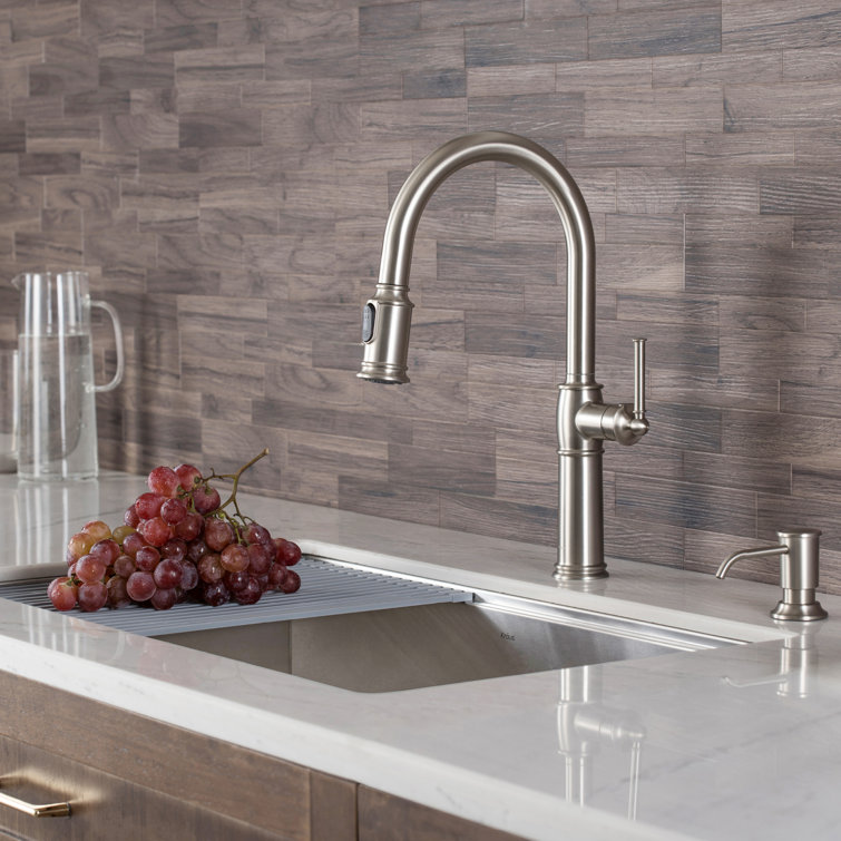 Sellette Spot Free Stainless Steel Pull-Down Kitchen Faucet with Soap Dispenser