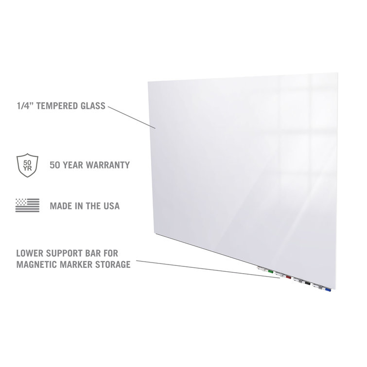 Aria 48'' x 48'' White Magnetic Glass Whiteboard