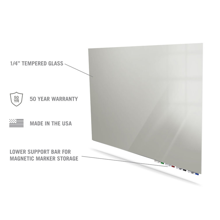 Gray 48" x 36" Magnetic Glass Freestanding Whiteboard