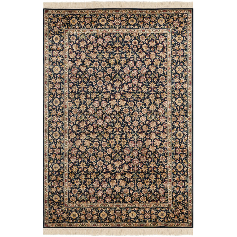 Hand-Knotted Royal Kerman Blue Wool & Cotton Rug 4' x 6'