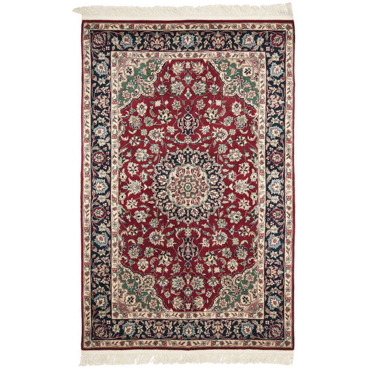 Royal Kerman 6' x 9' Red/Navy Hand-Knotted Wool Rug