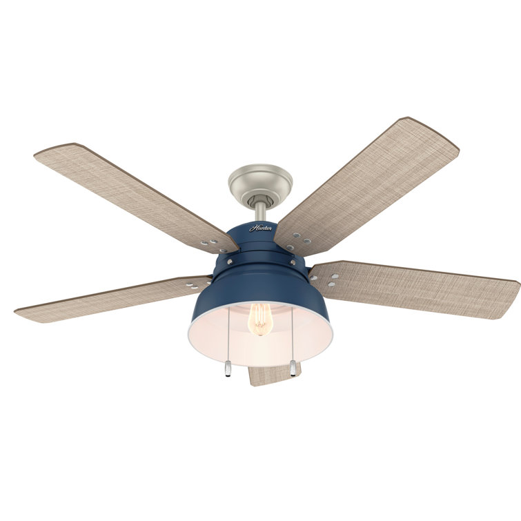 52" Indigo Blue Rustic Ceiling Fan with Light and Remote