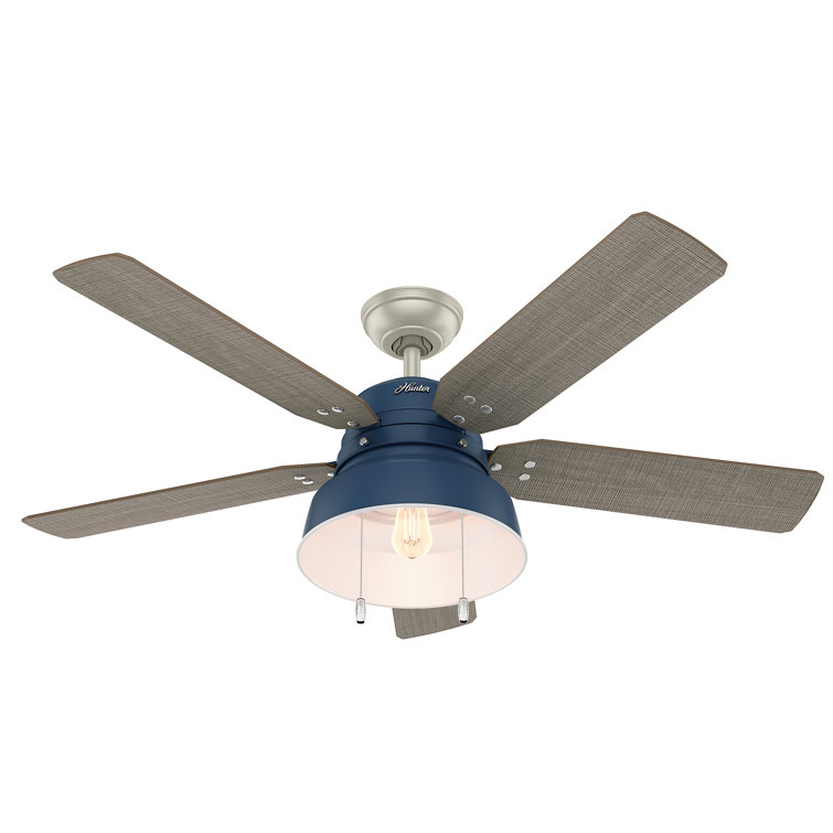 52" Indigo Blue Rustic Ceiling Fan with Light and Remote