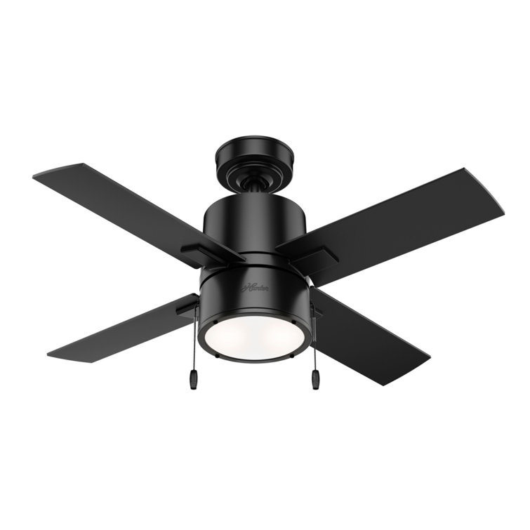 Hunter Beck 42" Matte Black Ceiling Fan with Greyed Walnut Blades and LED Light