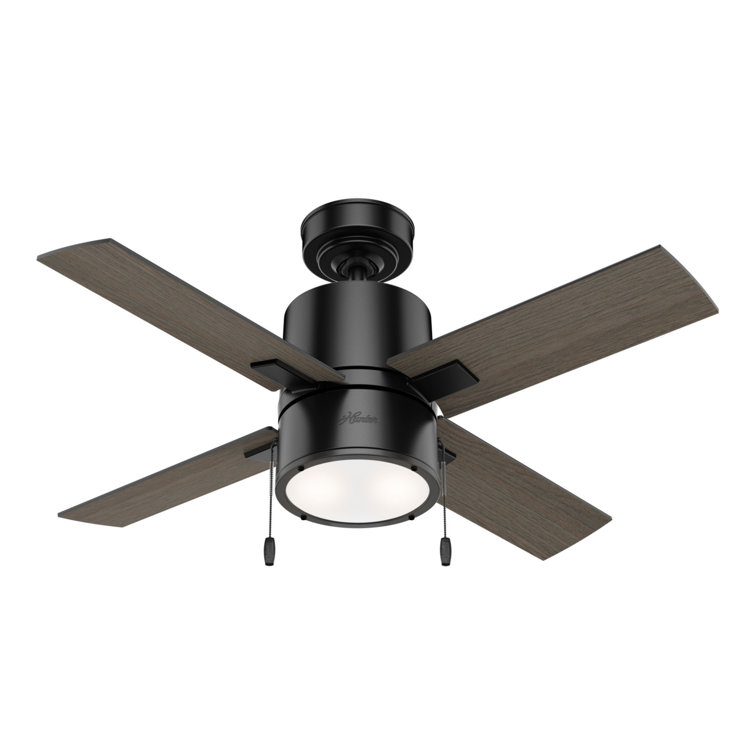Hunter Beck 42" Matte Black Ceiling Fan with Greyed Walnut Blades and LED Light
