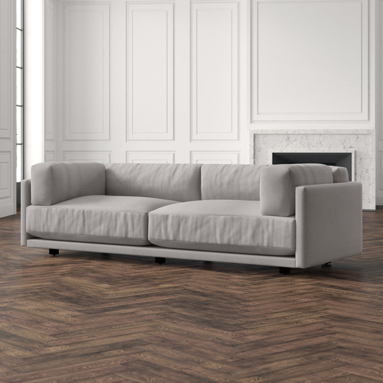 Sunday 82" Agnew Gray Textured Basketweave Cotton Blend Sofa