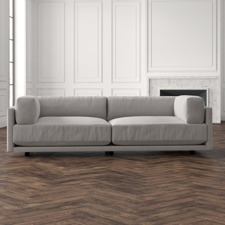Sunday 82" Agnew Gray Textured Basketweave Cotton Blend Sofa