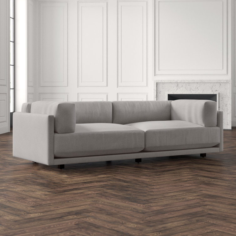 Sunday 82" Agnew Gray Textured Basketweave Cotton Blend Sofa