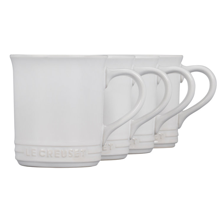 White Ceramic Mid Century Modern 4-Piece Mug Set