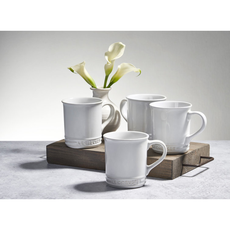 Marseille Blue Ceramic Round Mugs, Set of 4