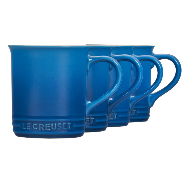 Marseille Blue Ceramic Round Mugs, Set of 4