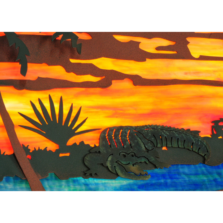 Sunset Scene Copper and Glass Island Pendant Light