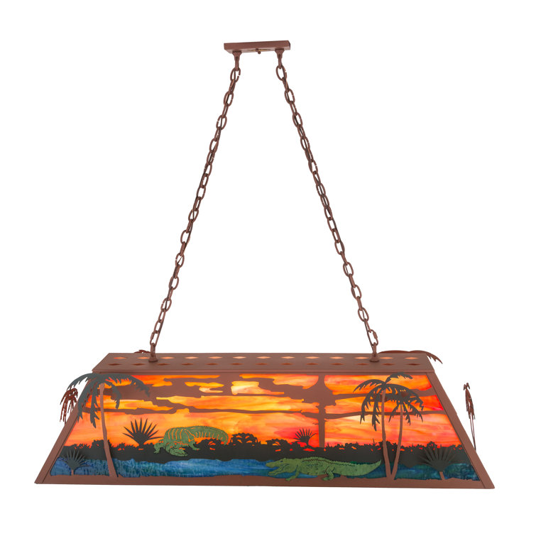 Sunset Scene Copper and Glass Island Pendant Light
