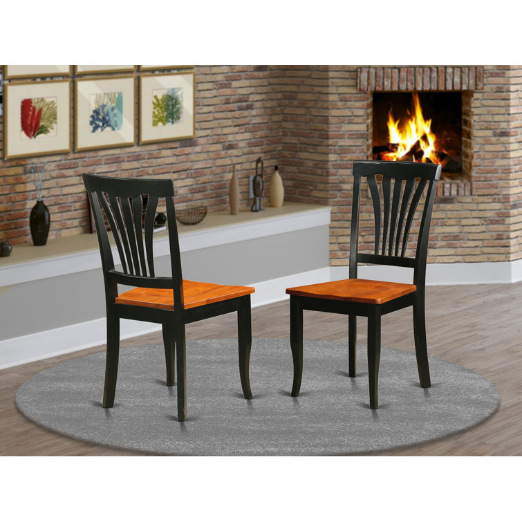 Black and Cherry Solid Wood Slat Back Side Chair Set