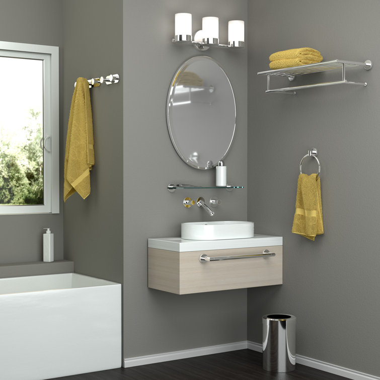 Polished Chrome 24" Wall Mounted Towel Rack with Bar