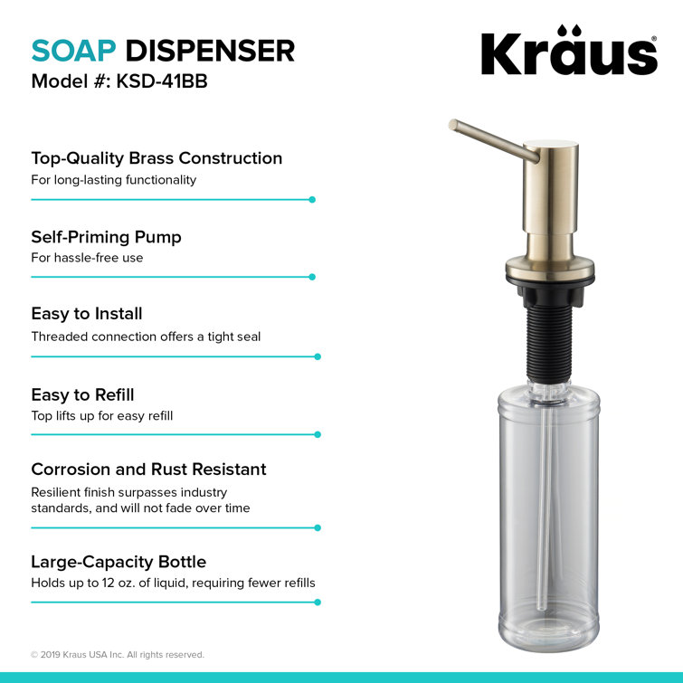 Brushed Brass Kitchen Soap and Lotion Dispenser