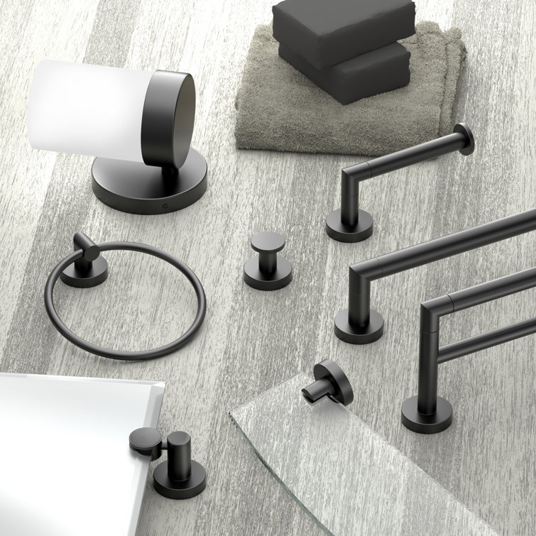 Matte Black Modern Wall Mounted Towel Ring