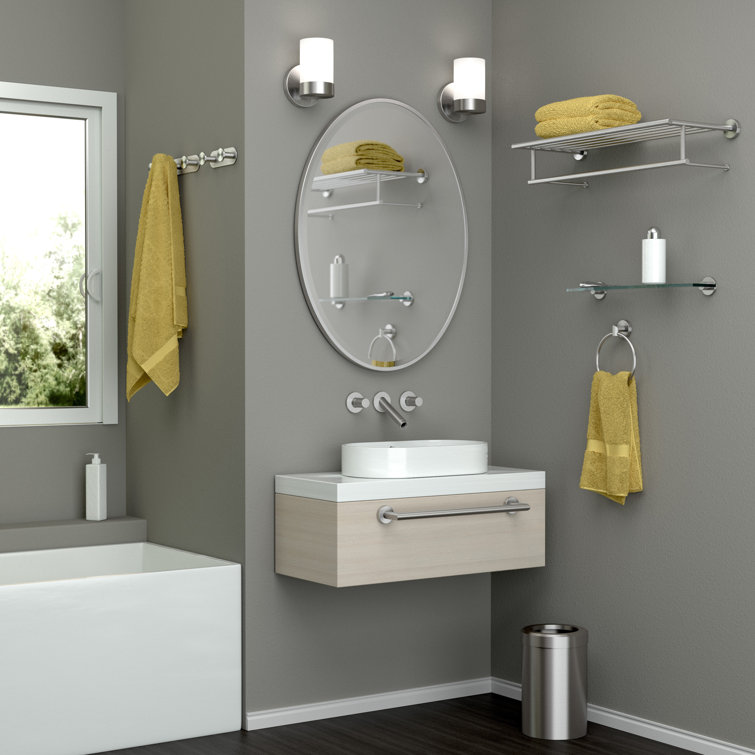 Satin Nickel Wall Mounted 25.75" Towel Rack with Bar