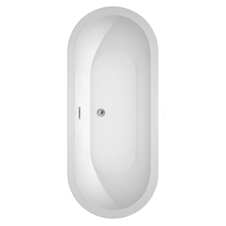 White Acrylic Freestanding Soaking Bathtub with Chrome Faucet