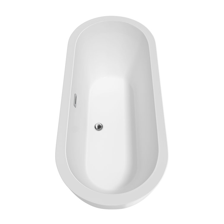 White Acrylic Freestanding Soaking Bathtub with Chrome Faucet