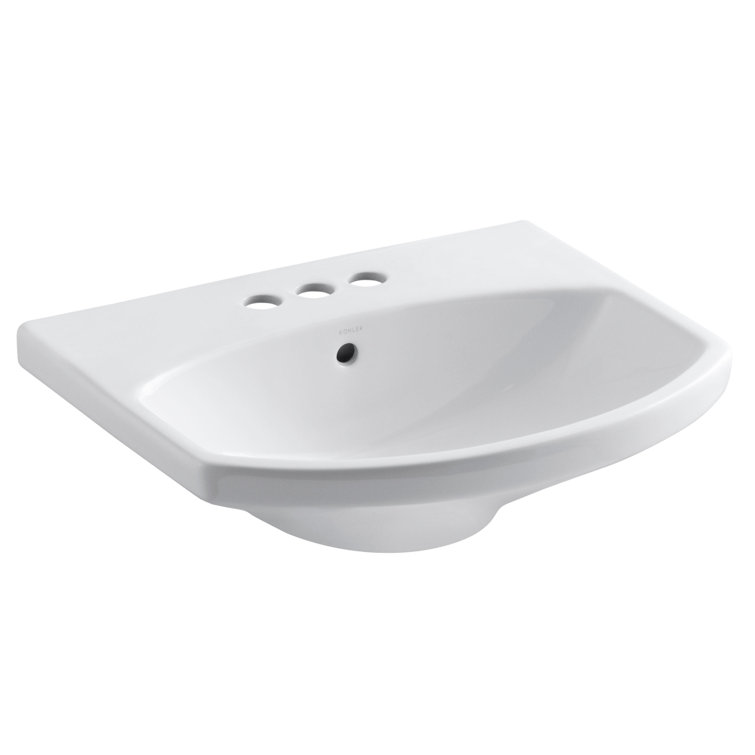 Cimarron Elegant White Ceramic Oval Pedestal Bathroom Sink