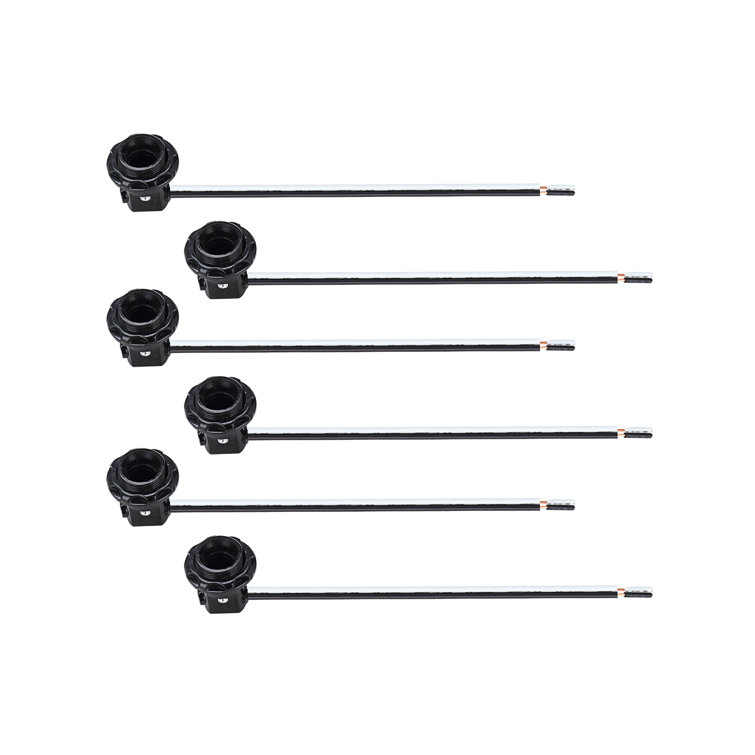 Black Steel Candelabra Base Socket Kit with Leads (6-Pack)