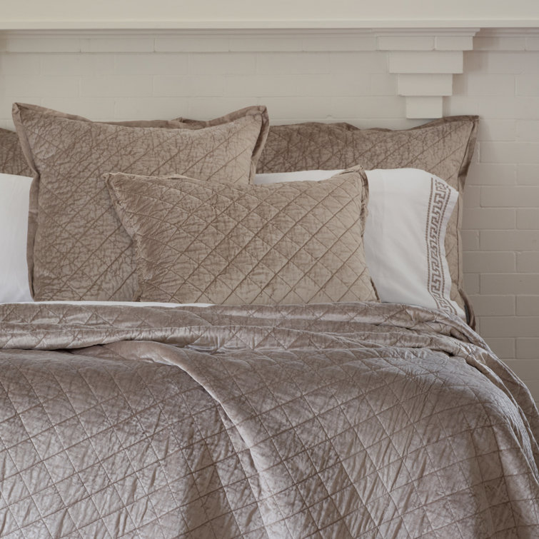 Champagne Velvet Euro Square Pillow with Feather Fill