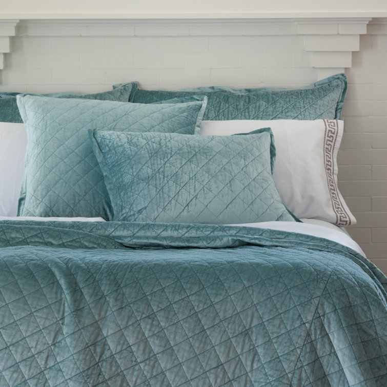 Sea Foam Velvet Diamond Quilted European Pillow 26x26
