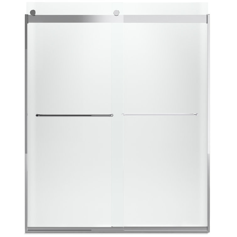 Levity Bright Silver 59.63" x 74" Sliding Shower Door with Crystal Clear Glass