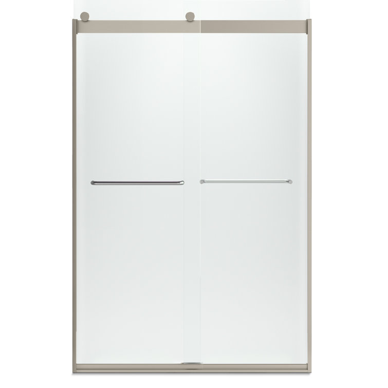 Levity 47.63" x 74" Clear Glass Bronze Frame Sliding Shower Door