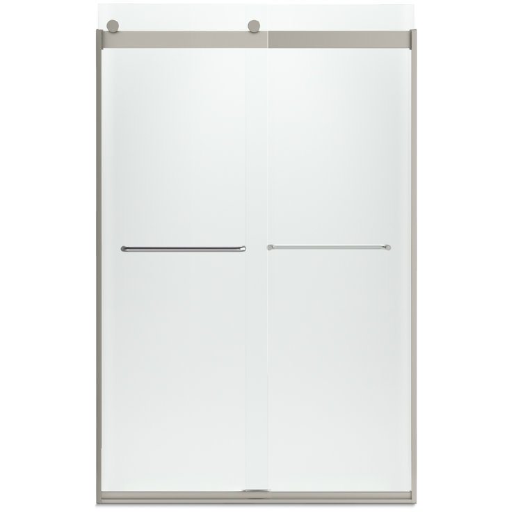 Levity Matte Nickel 74" Semi-Frameless Sliding Shower Door with Frosted Glass
