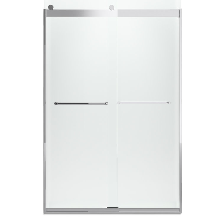 Levity 48" Bright Silver Frameless Sliding Shower Door with Clear Glass