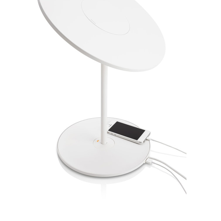 White Aluminum 12'' Modern Table Lamp with LED Light