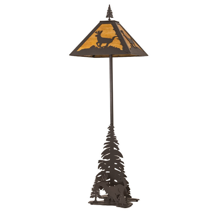 Timeless Bronze 77'' Stained Glass Deer Motif Floor Lamp