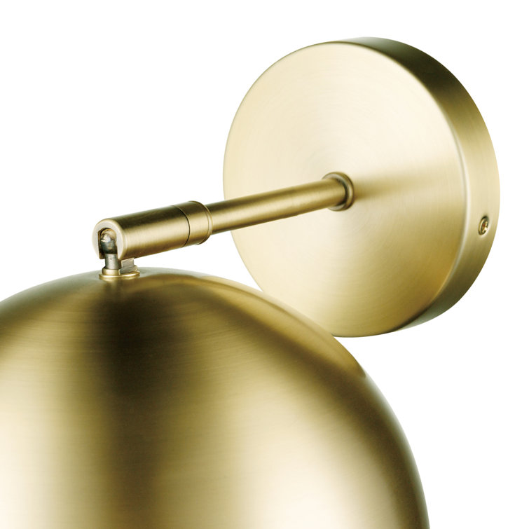 Matte Brass Plug-In Wall Sconce with Round Shade