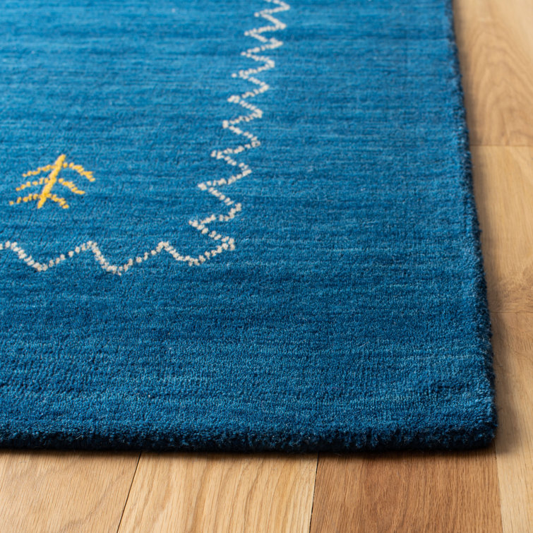 Danforth Blue Hand-Woven Wool Flatweave Area Rug 8' x 10'
