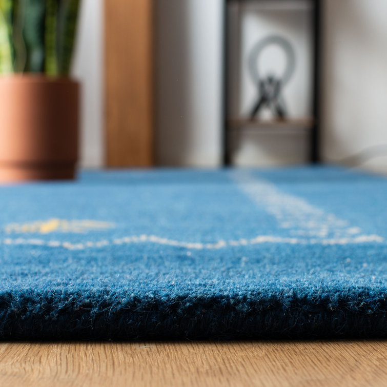 Danforth Blue Hand-Woven Wool Flatweave Area Rug 8' x 10'