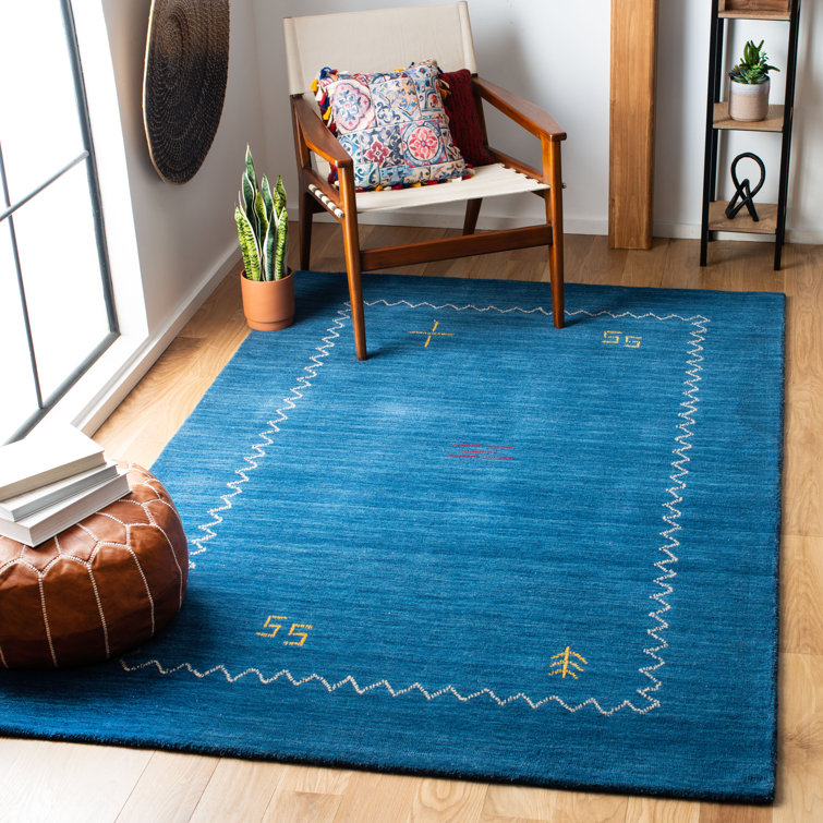 Danforth Blue Hand-Woven Wool Flatweave Area Rug 8' x 10'