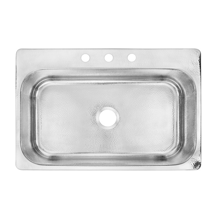 Angelico 33" Polished Stainless Steel Single Bowl Drop-In Kitchen Sink