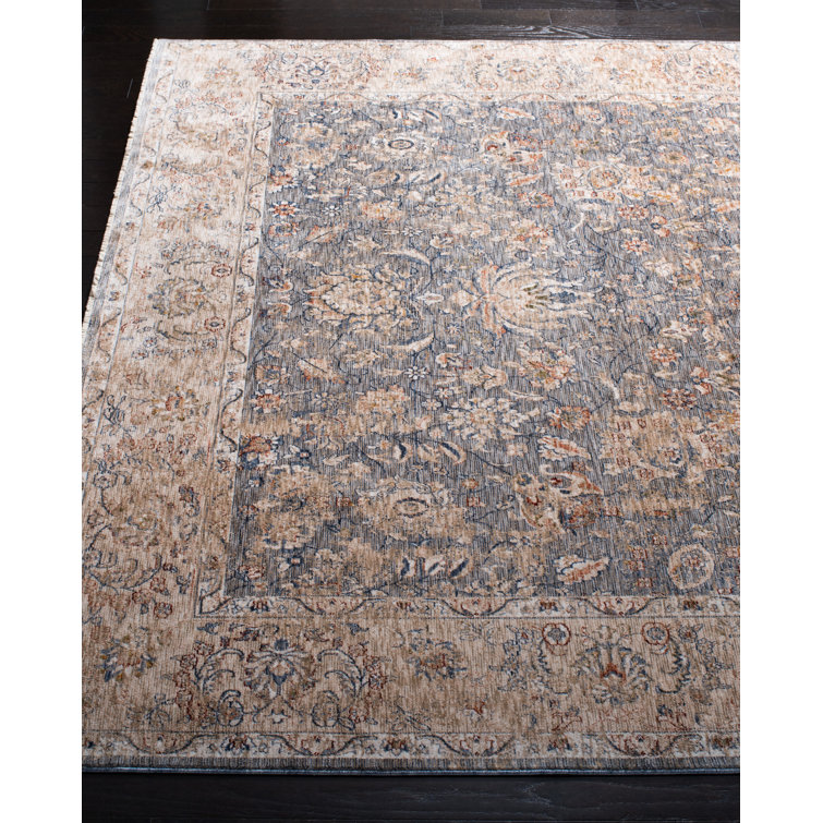 Elegant Hand-Knotted Floral Light Blue Synthetic 3' x 5' Area Rug