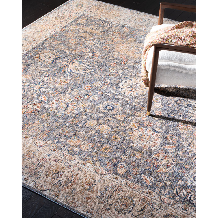 Elegant Hand-Knotted Floral Light Blue Synthetic 3' x 5' Area Rug