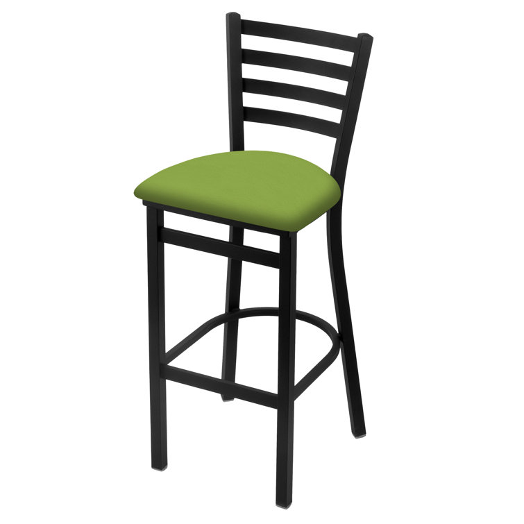 Kiwi Green Vinyl Upholstered Metal Bar Stool with Full Back