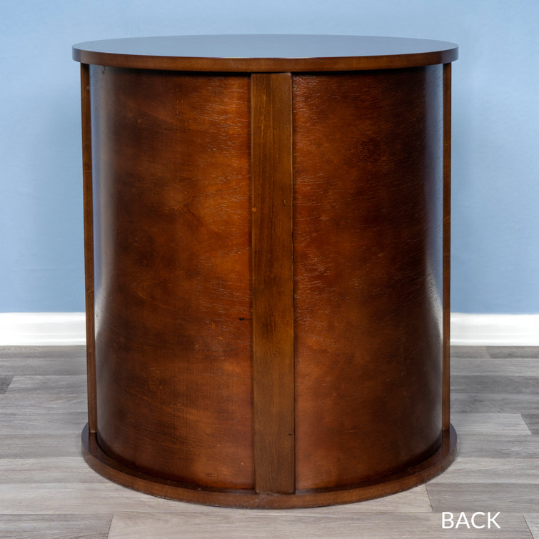 Mahogany Round Cat Bed End Table with Sisal Panels