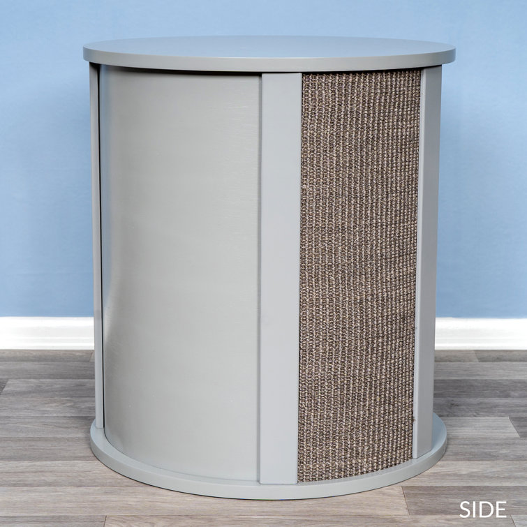 Smoke Gray Sisal Cat Bed End Table with Storage Shelf