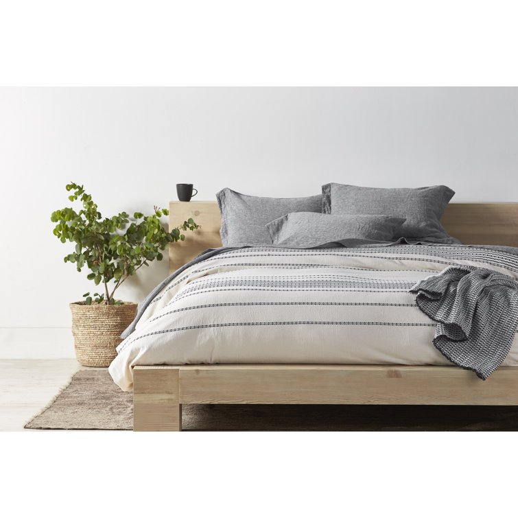 Ivory and Black Organic Cotton King Duvet Cover