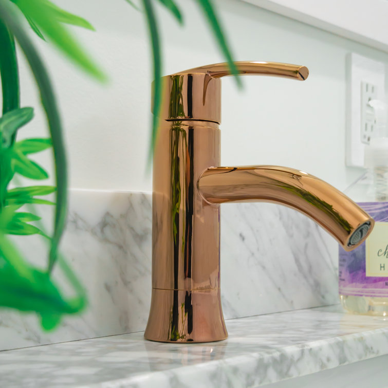 Waverly Elegant Polished Rose Gold Single-Hole Bathroom Faucet