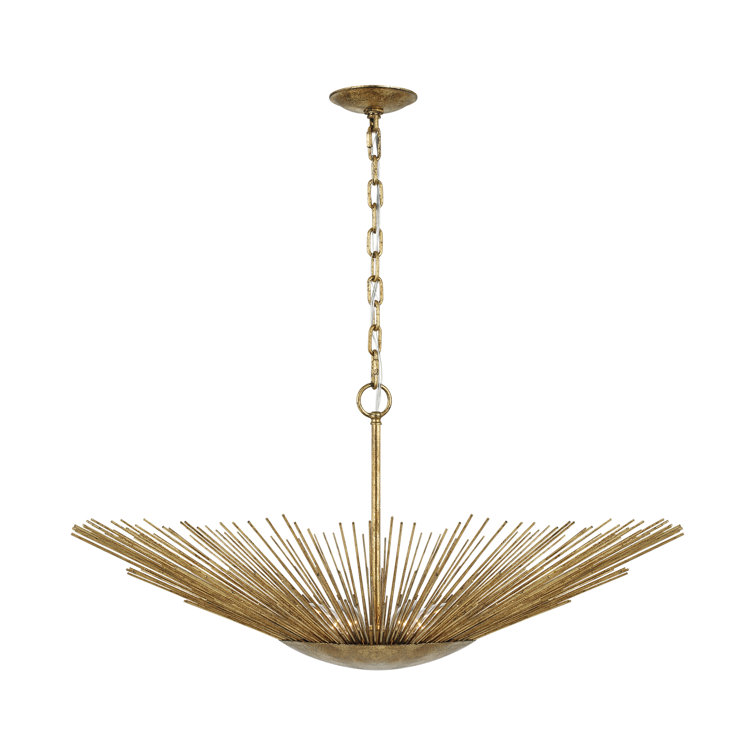 Helios Antique Gold Steel 32" Indoor/Outdoor Pendant Light