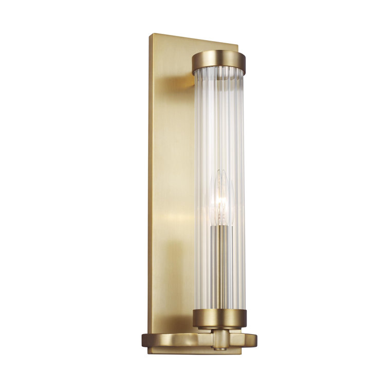 Burnished Brass Dimmable Sconce with Clear Glass Shade