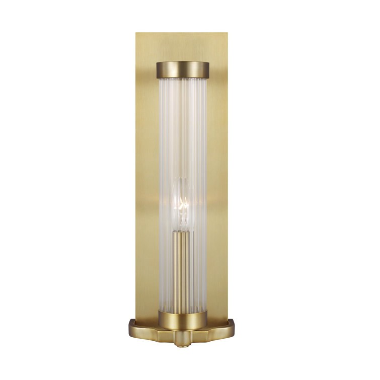 Burnished Brass Dimmable Sconce with Clear Glass Shade