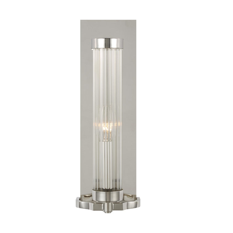 Demi 16" Polished Nickel Cylinder Wall Sconce with Clear Glass